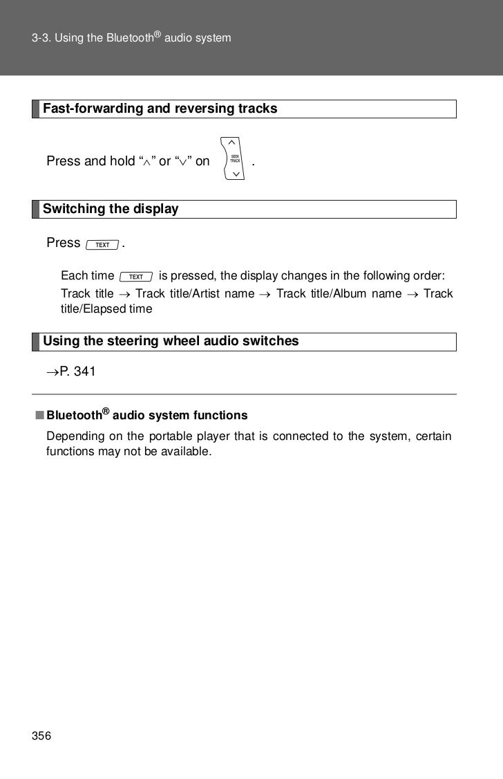 Toyota Highlander Owners Manual: Connecting a bluetoothdevice Toyota Highlander Owners Manual: Connecting a bluetoothdevice